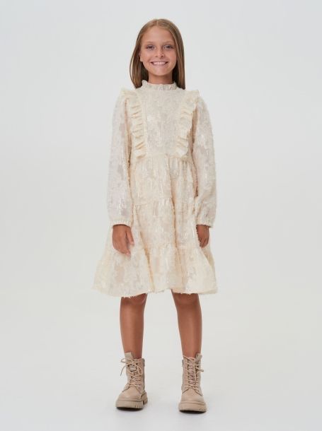 Фото7: картинка 18.114 Платье из фактурного шифона с пайетками, экрю Choupette - одевайте детей красиво!