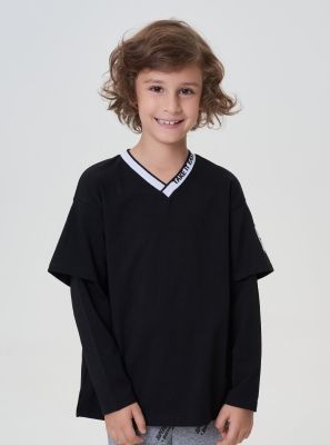 Фото1: картинка 32.117 Джемпер-ЛОНГСЛИВ с принтом, черный Choupette - одевайте детей красиво!