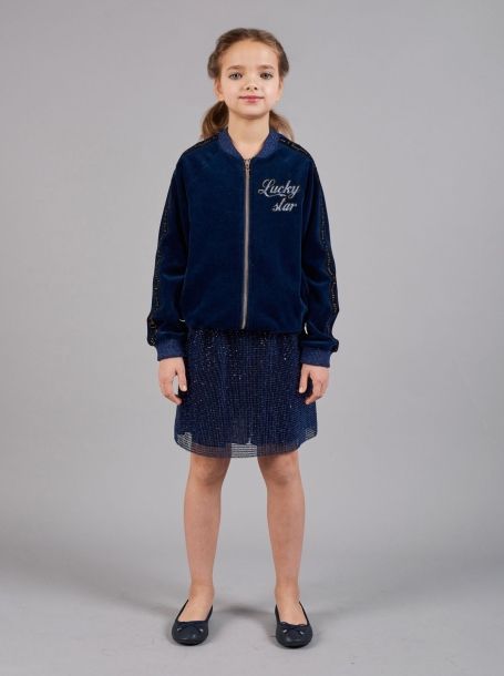 Фото2: 16.88 Велюровая синяя курточка для девочки