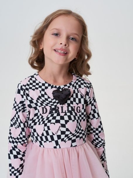 Фото5: картинка 56.116 Платье комбинированное с пышной юбкой, фирменный принт Choupette - одевайте детей красиво!