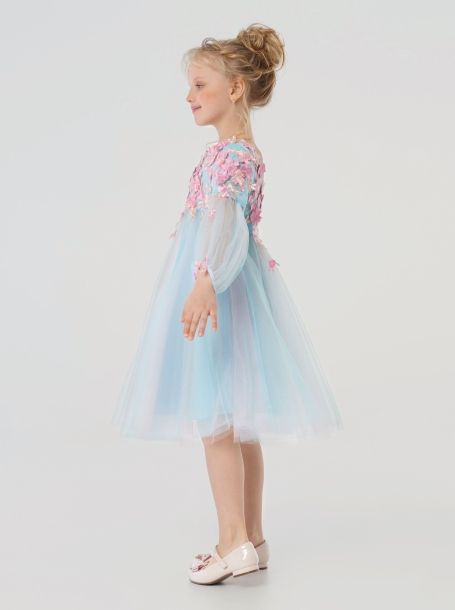 Фото10: картинка 1531.43 Платье нарядное Церемония, с цветочной композицией,  розовый/голубой Choupette - одевайте детей красиво!