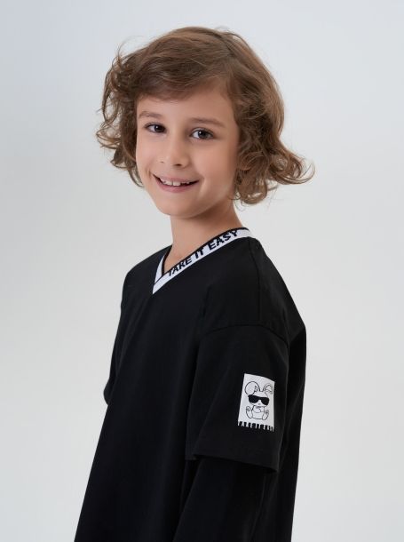 Фото5: картинка 32.117 Джемпер-ЛОНГСЛИВ с принтом, черный Choupette - одевайте детей красиво!