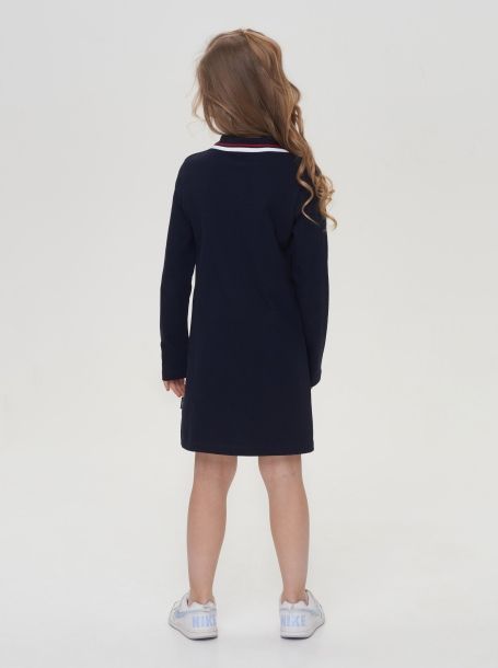 Фото3: картинка 558.31 Платье с вортником типа поло, длинный рукав, синий Choupette - одевайте детей красиво!