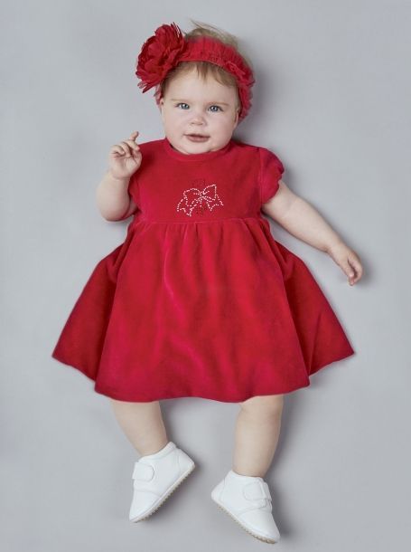 Фото1: Красное велюровое платье