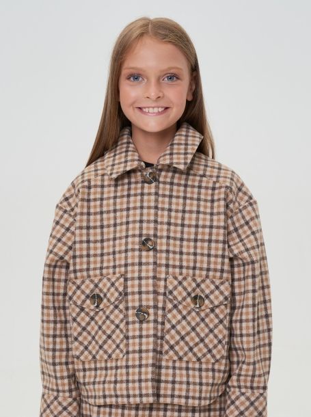 Фото2: картинка 738.116 Куртка-жакет из пальтовой ткани, бежевая клетка Choupette - одевайте детей красиво!