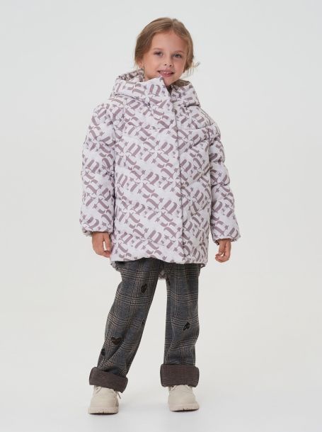 Фото2: картинка 753.20 Куртка пуховая, фирменный принт на бежевом Choupette - одевайте детей красиво!