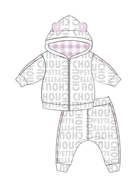 Фото1: картинка 67.112 Костюм (куртка и брюки) из футера с флоком, теплый белый Choupette - одевайте детей красиво!