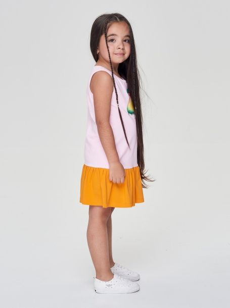 Фото2: Розовое комбинированное платье для девочки