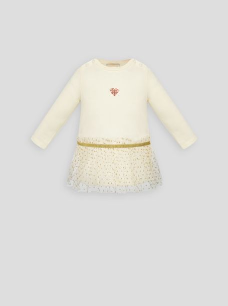 Фото1: картинка 57.108 Платье комбинированное с вышивкой, сливочный Choupette - одевайте детей красиво!