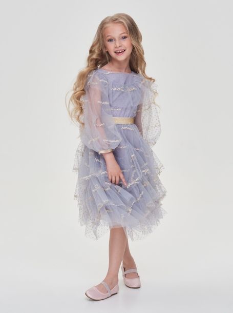 Фото3: картинка 38.108 Платье нарядное из кружевного полотна, голубой Choupette - одевайте детей красиво!