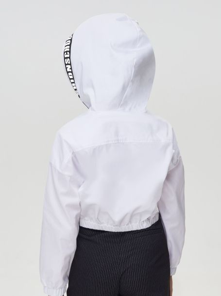 Фото4: картинка 550.31 Блузка-худи из хлопка на молнии, белый Choupette - одевайте детей красиво!