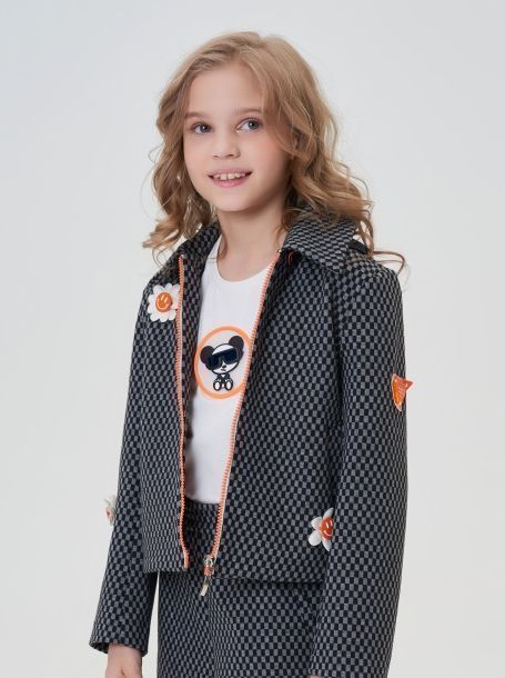 Фото2: картинка 69.116 Куртка-жакет из джерси с декором, черный/серый Choupette - одевайте детей красиво!
