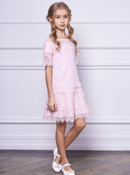 Фото3: Нарядное детское розовое кружевное платье