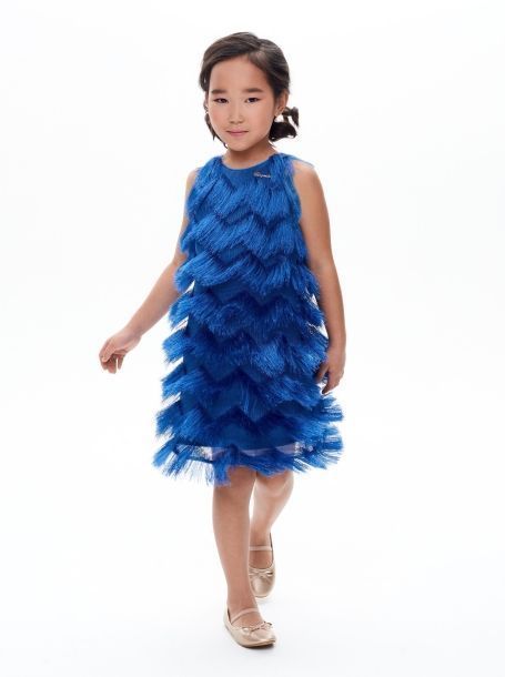 Фото4: картинка 1384.1.43 Платье нарядное Церемония пушистое с декором, синий Choupette - одевайте детей красиво!