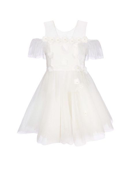 Фото1: картинка 1439.1.43 Платье нарядное Церемония с 3D-цветами и пышной юбкой, экрю Choupette - одевайте детей красиво!