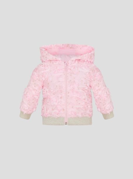 Фото1: Розовая кружевная куртка для девочки