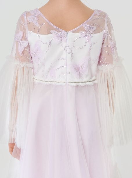 Фото10: картинка 1533.1.43 Платье нарядное Церемония, с бабочками и с пышными рукавами, нежно-лиловый Choupette - одевайте детей красиво!