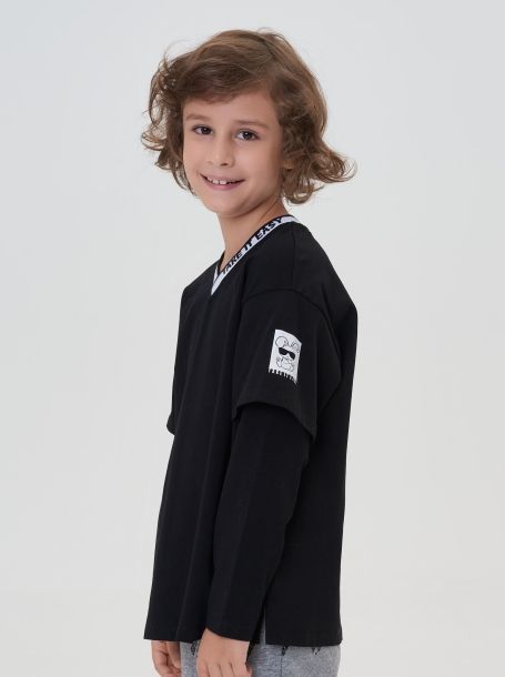 Фото2: картинка 32.117 Джемпер-ЛОНГСЛИВ с принтом, черный Choupette - одевайте детей красиво!