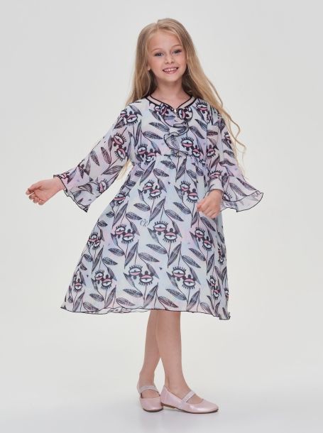 Фото6: картинка 58.106 Платье нарядное из шифона, фирменный принт Choupette - одевайте детей красиво!
