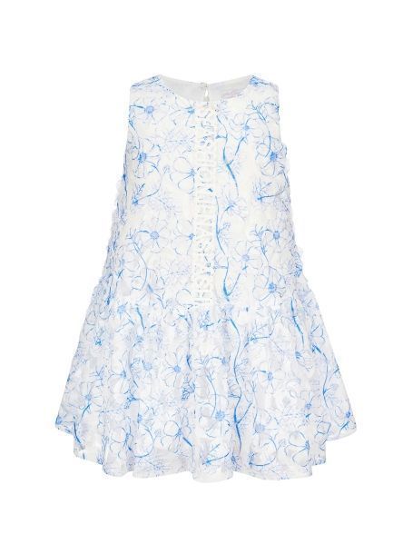 Фото1: картинка 46.1.112 Платье с кружевом и пояском, бело-синий Choupette - одевайте детей красиво!