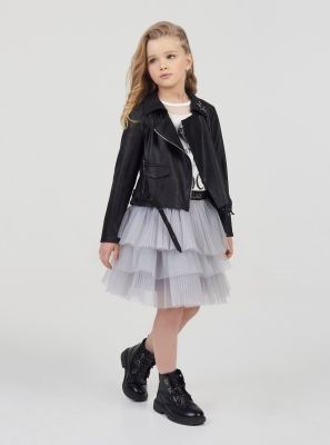 Фото1: Черная куртка косуха для девочки