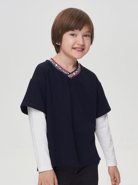 Фото1: картинка 570.31 Джемпер комбинированный, синий\белый Choupette - одевайте детей красиво!