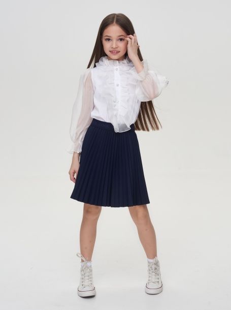 Фото6: картинка 591.31 Блузка из хлопка с рюшами, белый Choupette - одевайте детей красиво!
