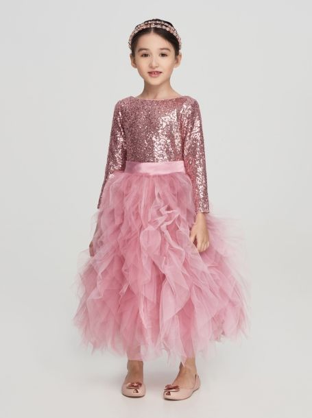 Фото1: Розовое платье с пышной юбкой из сетки