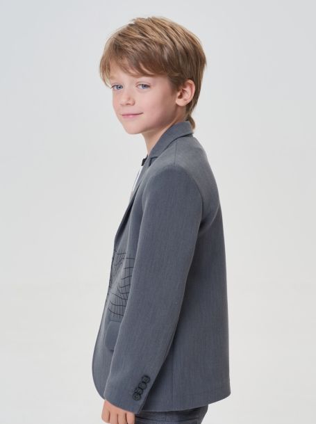 Фото3: картинка 10.117 Пиджак костюмный с декором, меланж светло-серый Choupette - одевайте детей красиво!