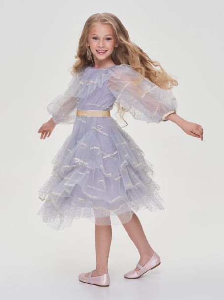 Фото2: картинка 38.108 Платье нарядное из кружевного полотна, голубой Choupette - одевайте детей красиво!