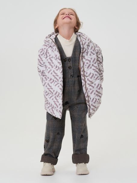 Фото4: картинка 753.20 Куртка пуховая, фирменный принт на бежевом Choupette - одевайте детей красиво!