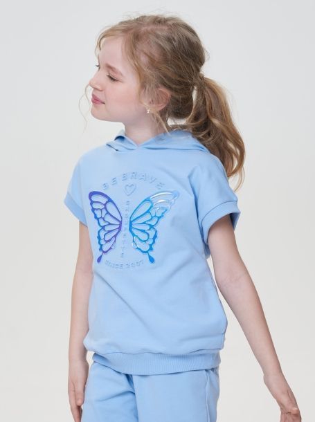 Фото5: картинка 85.112 Толстовка с 3Д декором, цвет голубой Choupette - одевайте детей красиво!