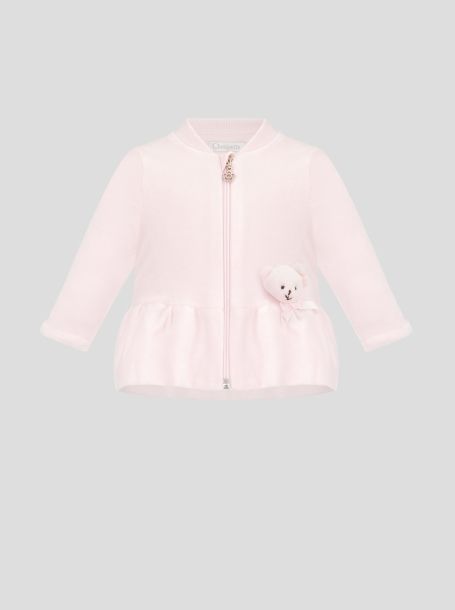 Фото1: картинка 111.118 Джемпер-Куртка из велюра с декором, нежно-розовый Choupette - одевайте детей красиво!