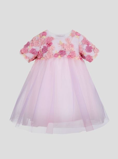Фото1: картинка 1580.43 Платье  Церемония из  фактурной ткани обьемные цветы Choupette - одевайте детей красиво!