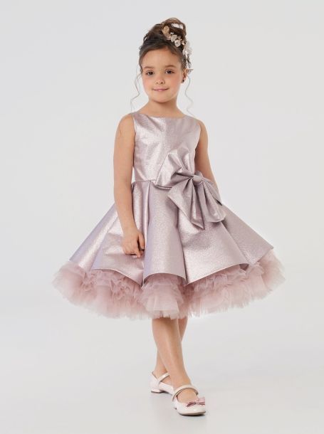 Фото1: картинка 1513.43 Платье нарядное Церемония из парчи с бантом, сияющий лиловый Choupette - одевайте детей красиво!