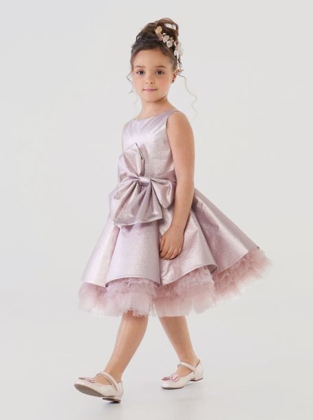 Фото2: картинка 1513.43 Платье нарядное Церемония из парчи с бантом, сияющий лиловый Choupette - одевайте детей красиво!