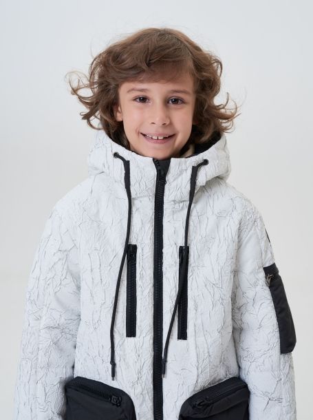 Фото8: картинка 771.20 Куртка-парка с подкдадкой из меха "тедди", гранж черно-белый Choupette - одевайте детей красиво!