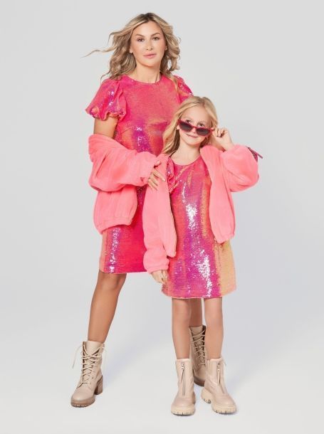 Фото1: картинка 77.1.116 Платье с пайетками, маджента ( Family Look ) Choupette - одевайте детей красиво!