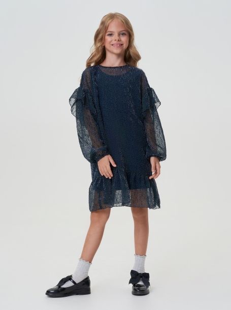 Фото5: картинка 34.114 Платье из шифона в точку , изумруд Choupette - одевайте детей красиво!