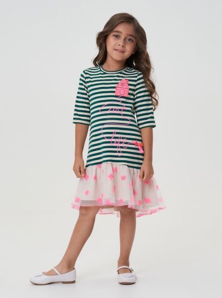 Фото6: картинка 44.114 Платье трикотажное с декором, полоска Choupette - одевайте детей красиво!