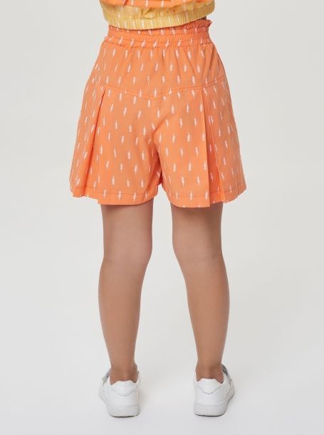 Фото2: картинка 53.120 Юбка-шорты из хлопка, мелкий ринт на оранжевом Choupette - одевайте детей красиво!