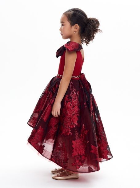 Фото3: картинка 1394.43 Платье нарядное Церемония с пышной юбкой, цепочкой и бантом, красный Choupette - одевайте детей красиво!