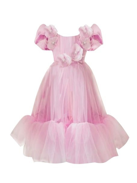 Фото1: Платье нарядное с цветочными декорами, розовый от Choupette 