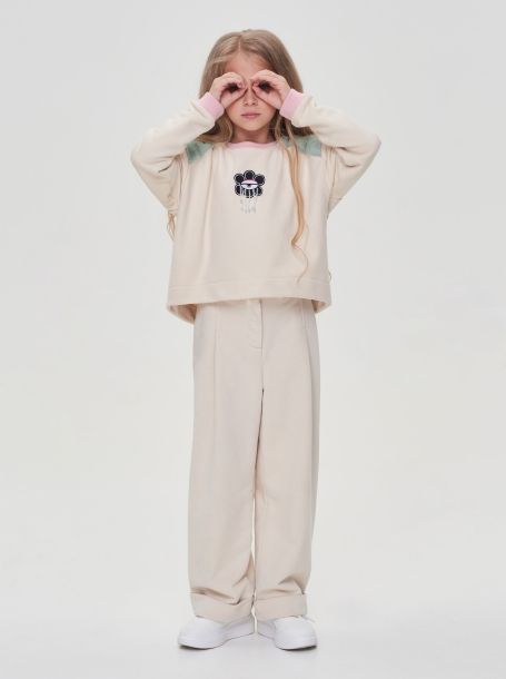 Фото8: картинка 09.106 Бомбер из футера комбинированный мята/сливочный Choupette - одевайте детей красиво!