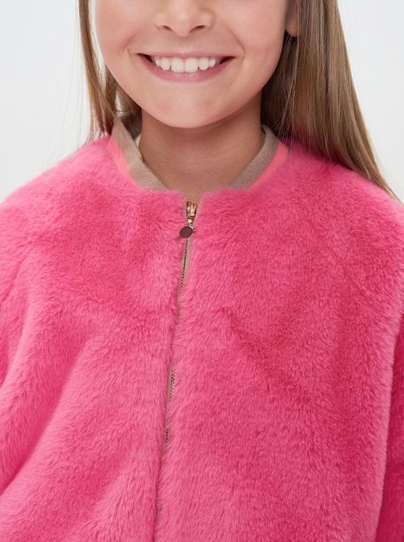 Фото2: картинка 117.114 Куртка-Бомбер из меха с декором, маджента Choupette - одевайте детей красиво!