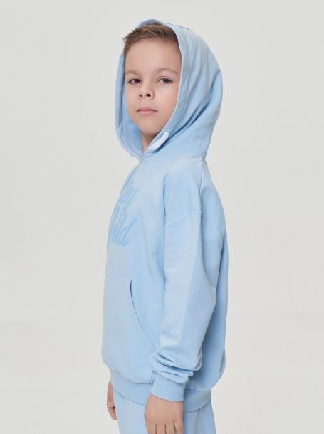 Фото5: картинка 33.121 Джемпер-худи с принтом из футера, голубой Choupette - одевайте детей красиво!