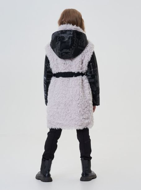 Фото3: картинка 741.20 Пальто из искусственного меха с сумочкой,  экрю/ черный Choupette - одевайте детей красиво!