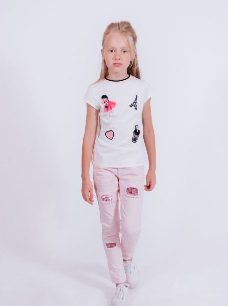 Фото2: 133.70 Розовые детские джинсы