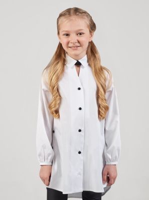 Фото1: Удлиненная белая блузка для девочки