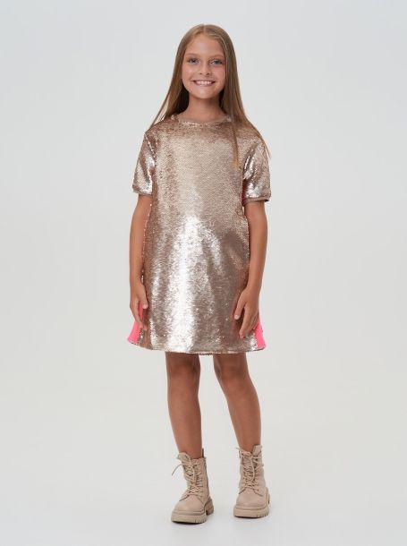 Фото1: картинка 17.114 Платье с пайетками, песочное золото Choupette - одевайте детей красиво!